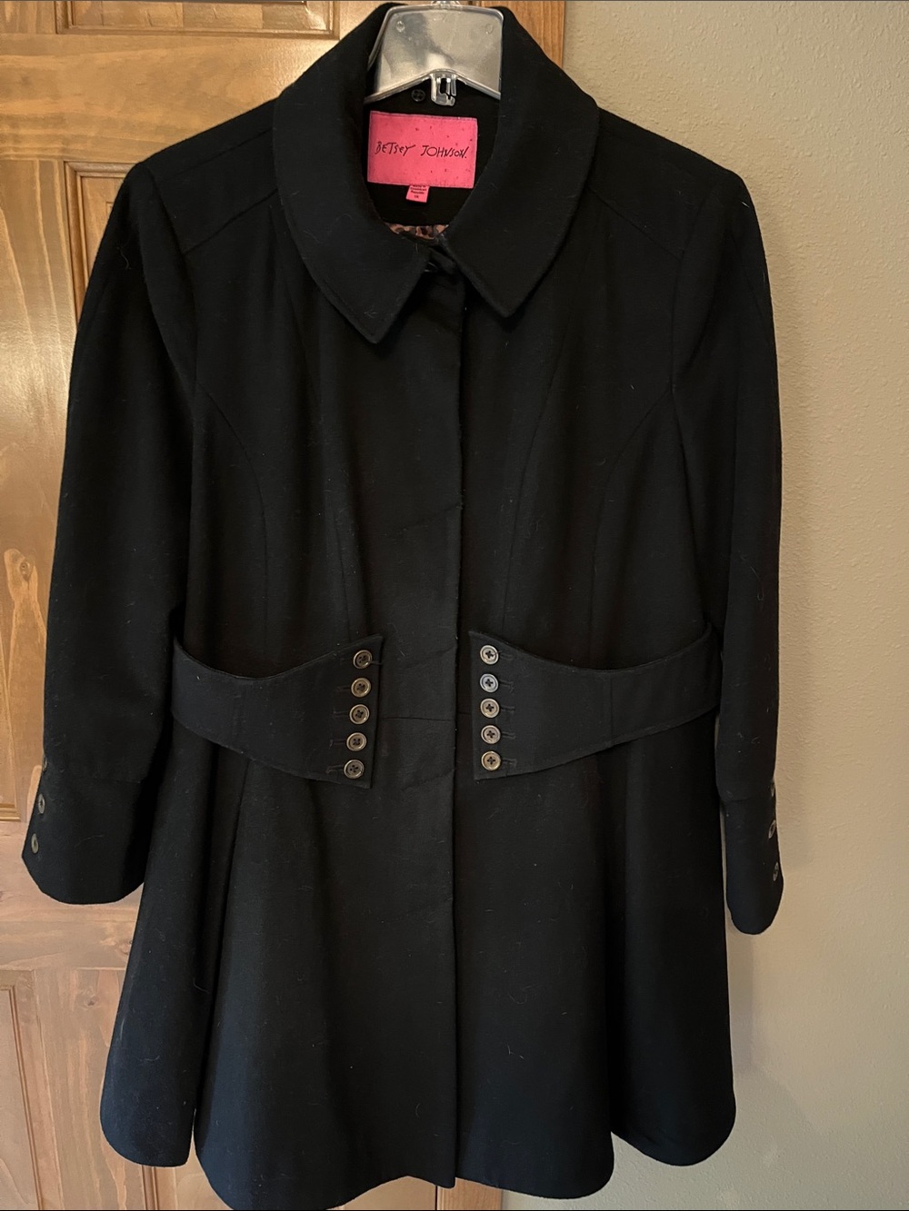 Betsey Johnson Black Wool Pea Coat